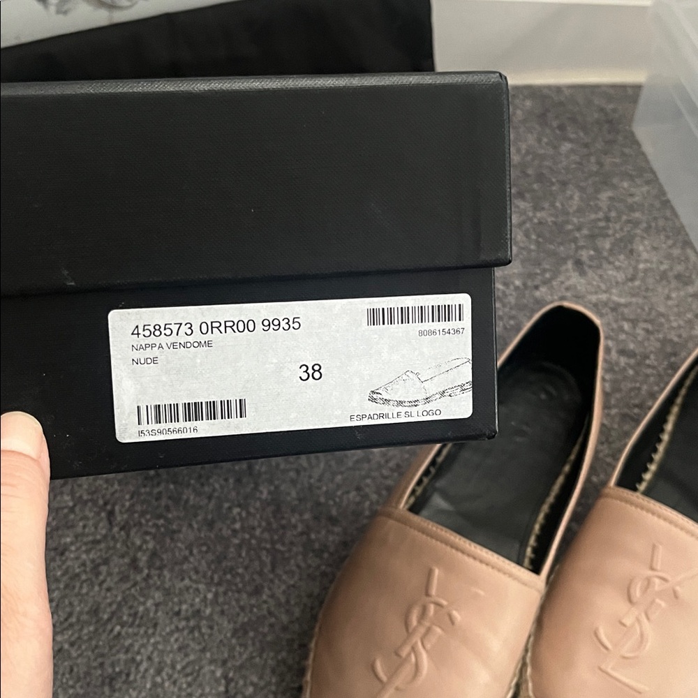 Saint Laurent YSL monogram Espadrilles Nappa color Nude 38 size 8 - Picture 8 of 9